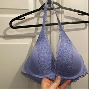 Lace halter bra from aerie in lavender, size 34C